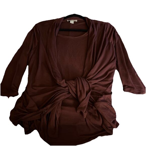Coldwater Creek Burgundy Layered Look Faux Wrap Top w/Built-In Tank Size XL 18 - Picture 1 of 4